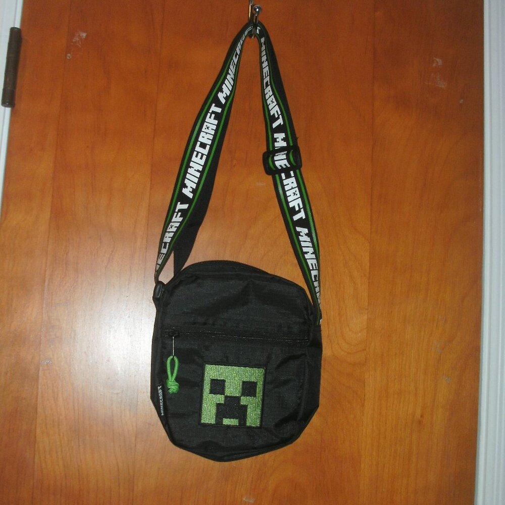 Minecraft Crossbody Bag Purse Video Game Carrying Case Black Black Green Mojang